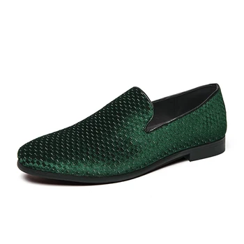 Moda Casual Zapatos de Cuero de los Hombres Zapatos de Un Deslizamiento en el Verano de Gamuza de Cuero de los Hombres Zapatos de Tendencia de la Personalidad de Frijol Zapatos