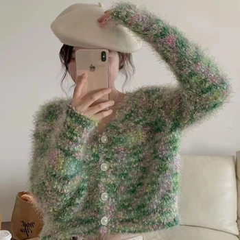 Verde Jersey Suéter De Las Mujeres De Otoño En Primavera Simple De Punto Elástico 