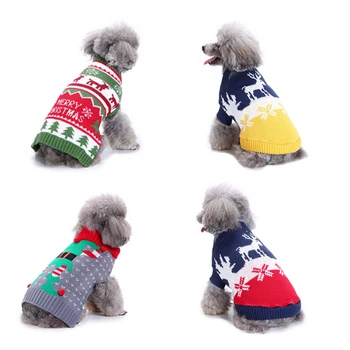 Nueva Mascota del Perro de la Navidad Suéter Perro Ropa para Perros Pequeños de Hueso de Rayas de Cuello de Ropa de Perro Chihuahua de Invierno Caliente para Mascotas Ropa