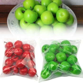 20pcs Artificial de Plástico Manzanas Frutas Props Realistas Cocina Falso Fruto de Decoración para el Hogar Artificial Manzanas Tienda de Fruta Modelo de Decoración
