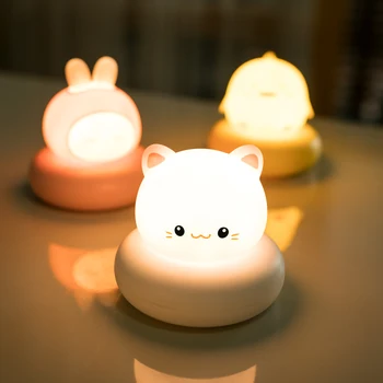 Los niños de la Luz de la Noche del Oso Conejo Bebé Lamparita Lindo Para el Hogar Dormitorio para niños USB de la Historieta de la Lámpara Led de Regalo de Navidad