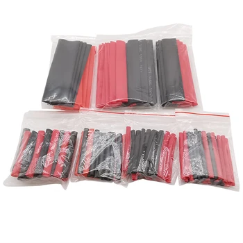 127Pcs Rojo Negro termorretráctiles Tubo Kit Surtido de Poliolefina 2:1 Eléctrico Envoltura de Cable de Alambre Mangas de Aislamiento