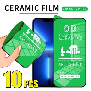 10pcs 9D Cerámica Cine HD Anti Choque Protector de Pantalla Premium Protector Para el iPhone 15 Pro Max 14 Más De 13 Mini 12 11 XS XR X 8 7 SE